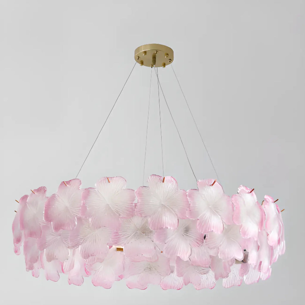 Elegant Round Cluster Floral Glass Chandelier