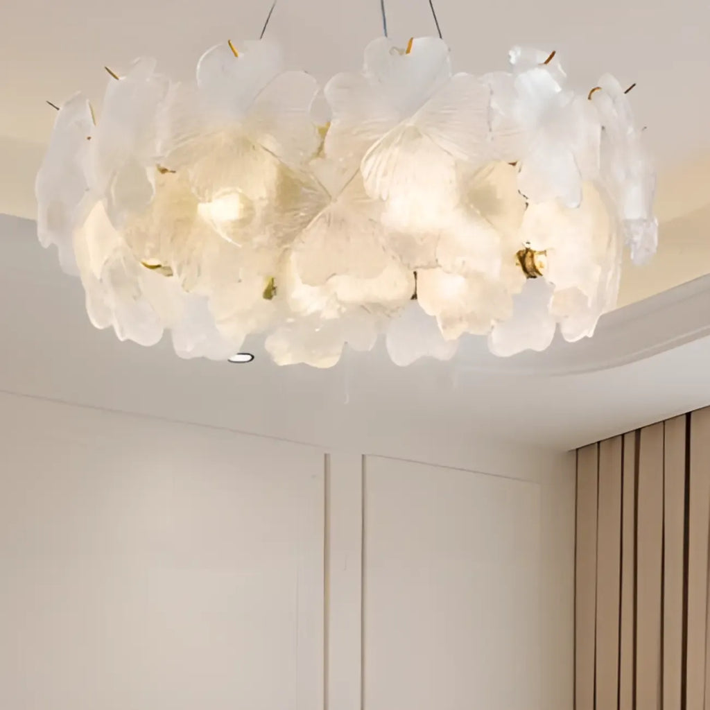Elegant Round Cluster Floral Glass Chandelier
