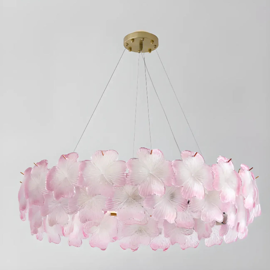 Elegant Round Cluster Floral Glass Chandelier