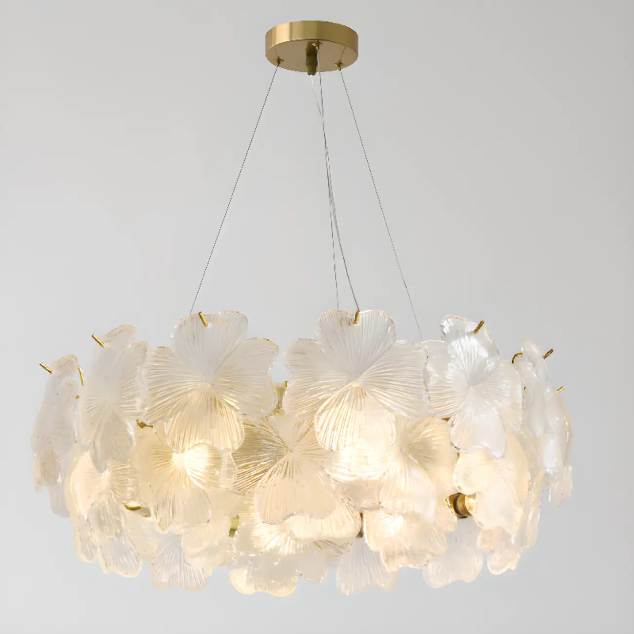 Elegant Round Cluster Floral Glass Chandelier