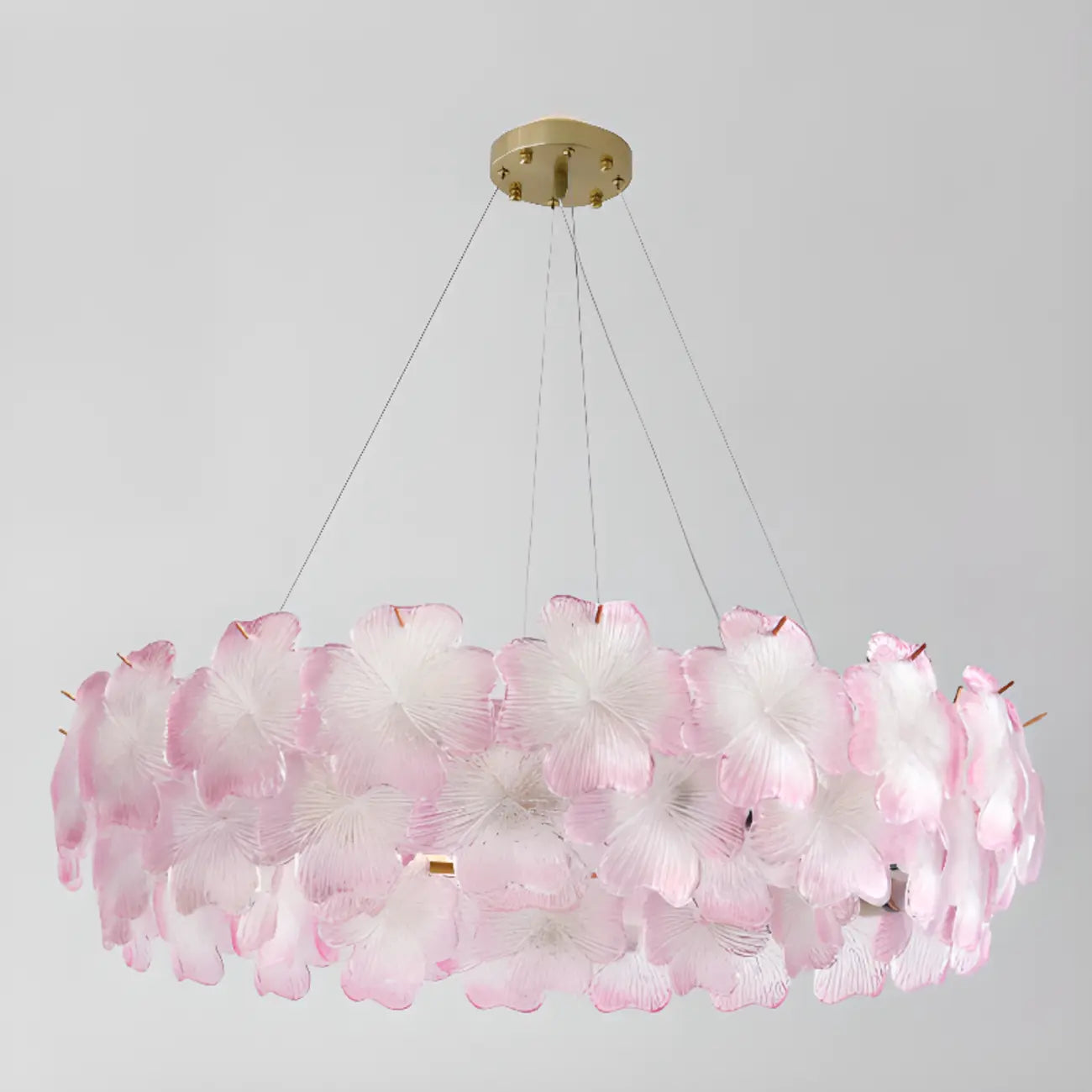 Elegant Round Cluster Floral Glass Chandelier