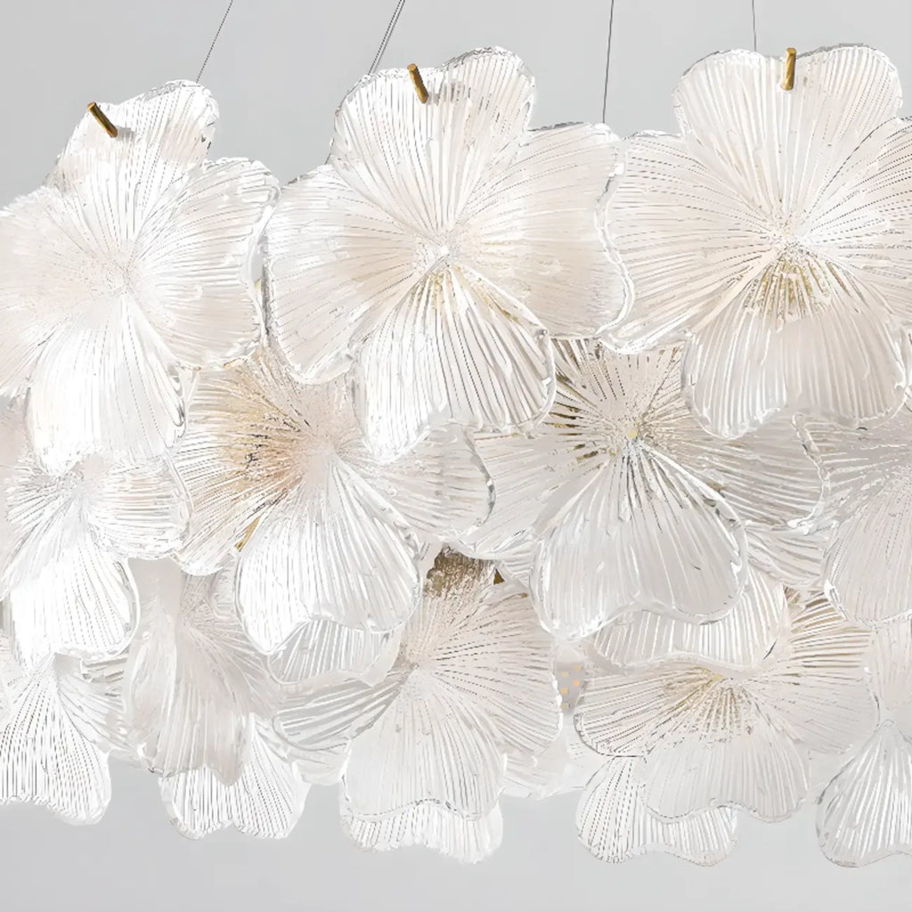 Elegant Round Cluster Floral Glass Chandelier
