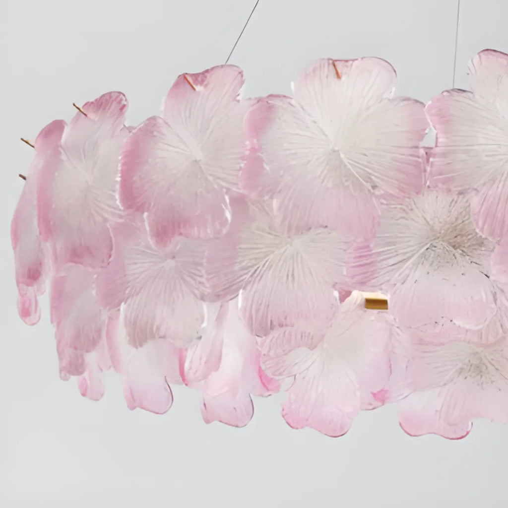 Elegant Round Cluster Floral Glass Chandelier