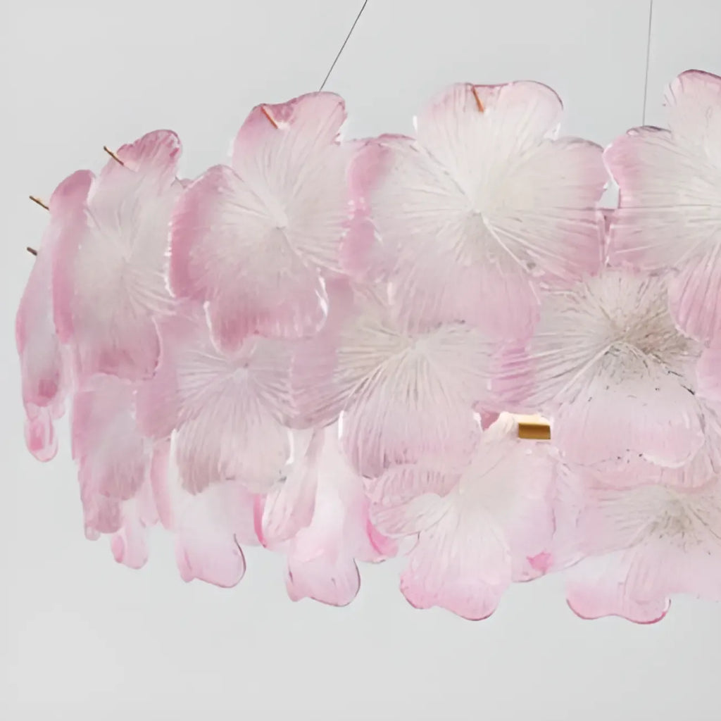 Elegant Round Cluster Floral Glass Chandelier