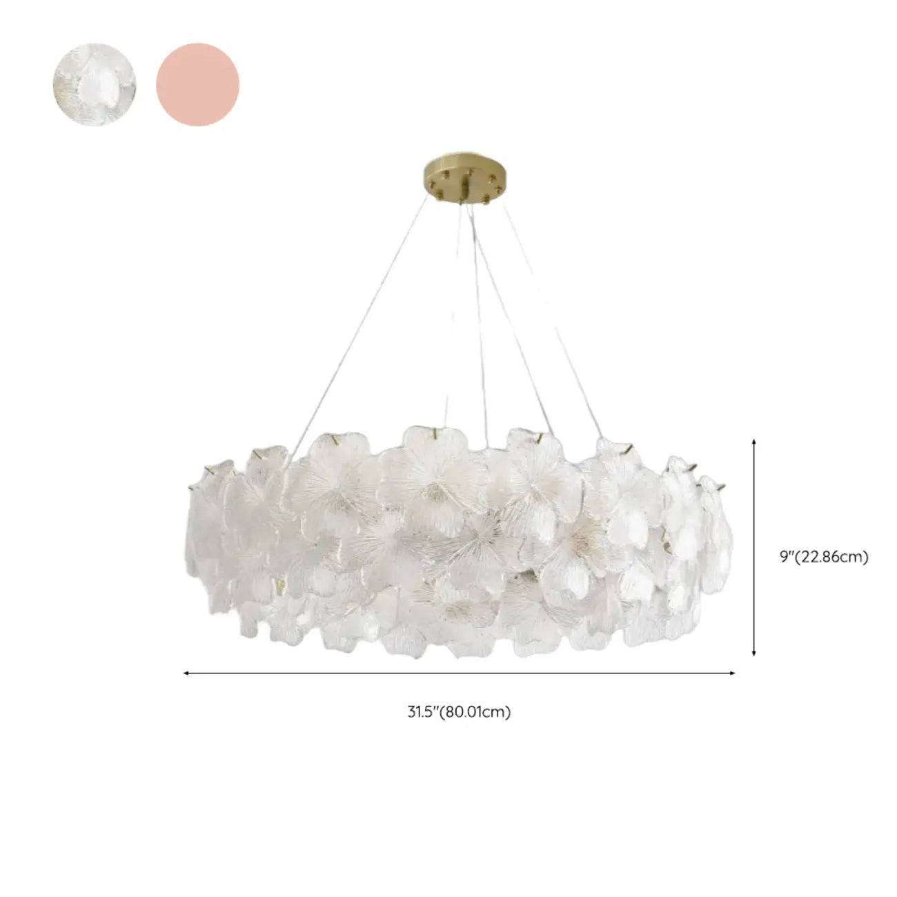 Elegant Round Cluster Floral Glass Chandelier