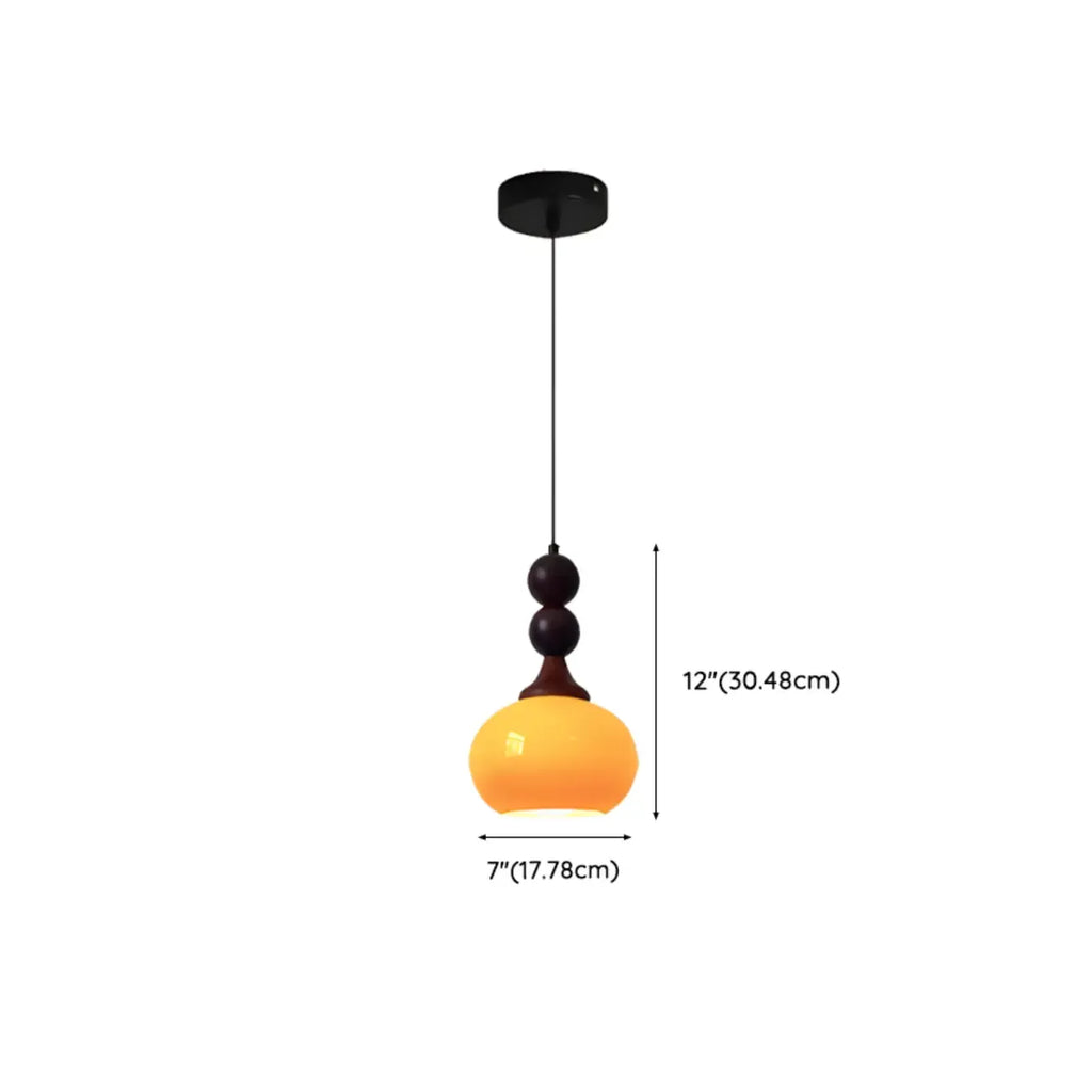 Liftable Orange Glass Pendant Light Fixture Adjustable Height