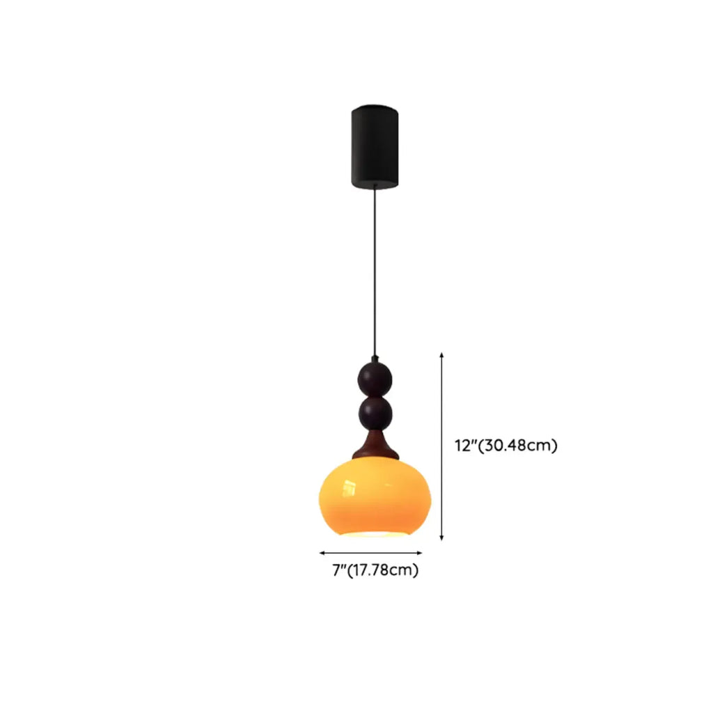 Liftable Orange Glass Pendant Light Fixture Adjustable Height