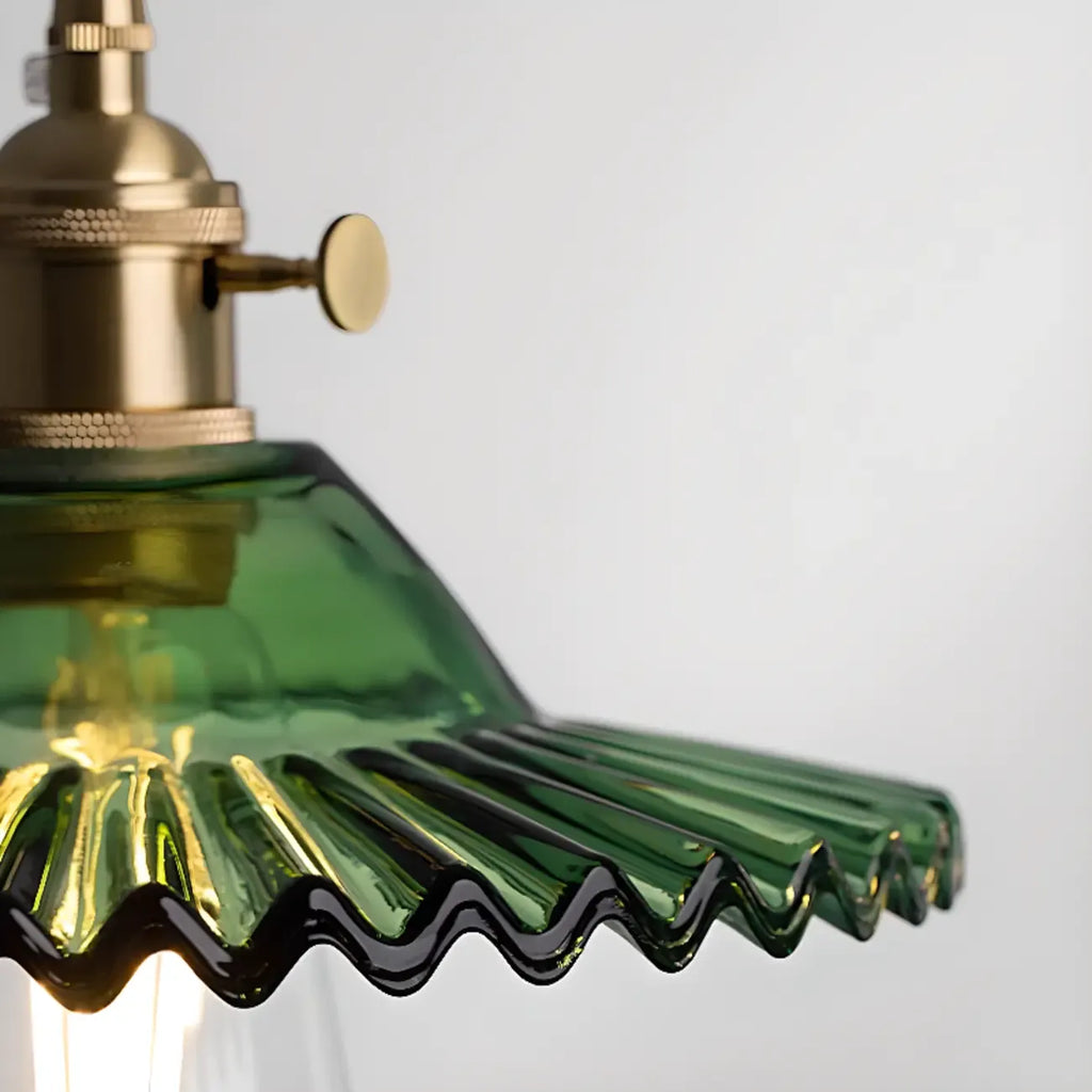 Adjustable Green Glass Pendant Light Fixture for Living Room