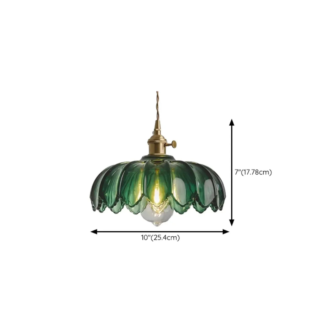 Adjustable Green Glass Pendant Light Fixture for Living Room