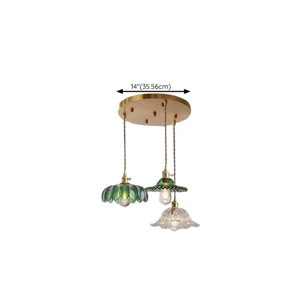 Adjustable Green Glass Pendant Light Fixture for Living Room