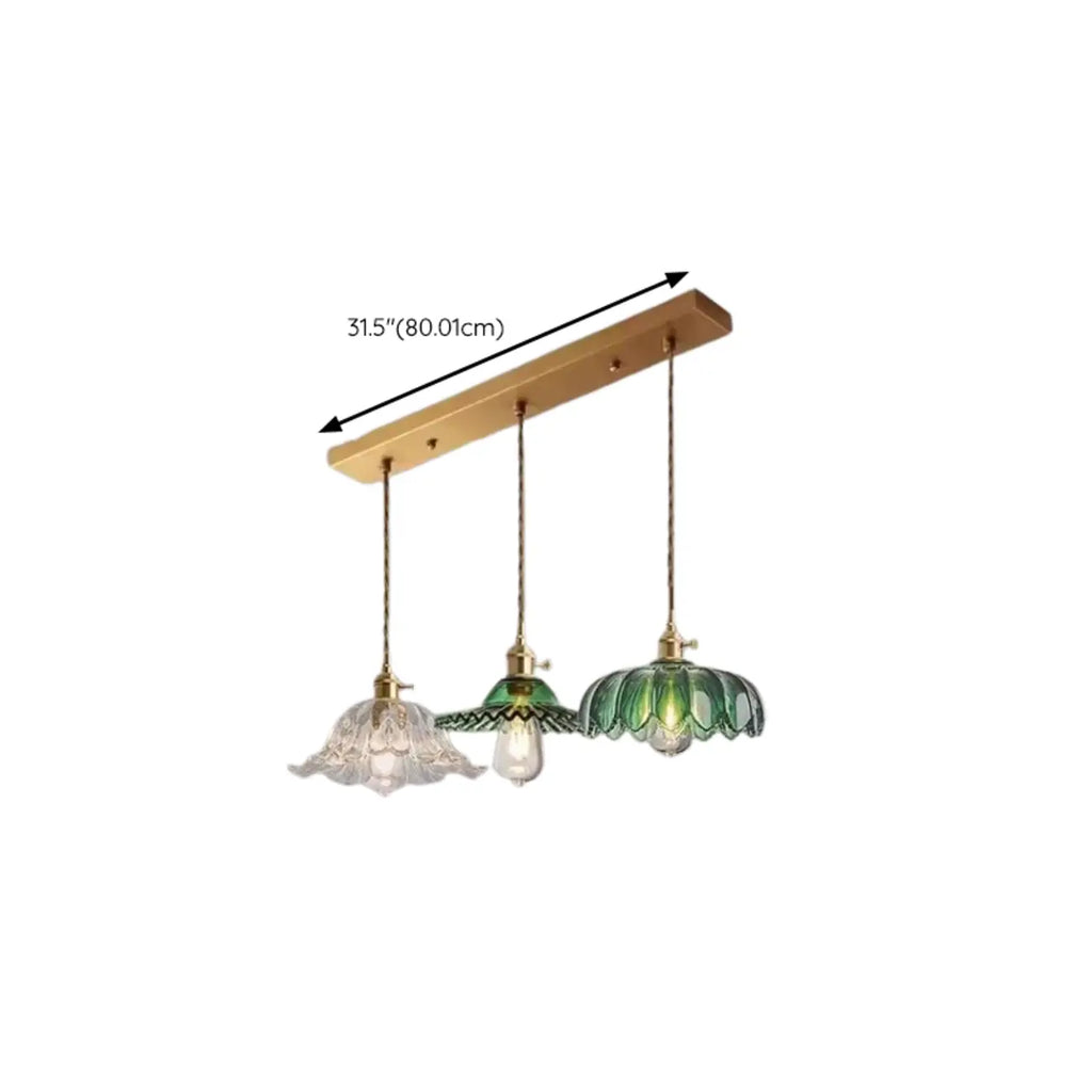Adjustable Green Glass Pendant Light Fixture for Living Room