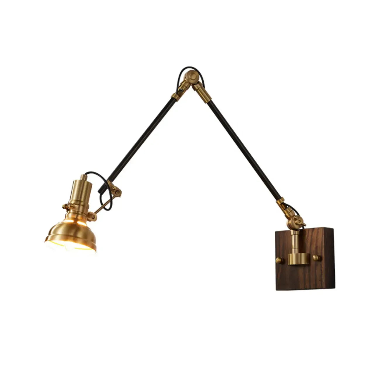 Industrial Amber Swing Arm LED Wall Sconce with Glass Shade