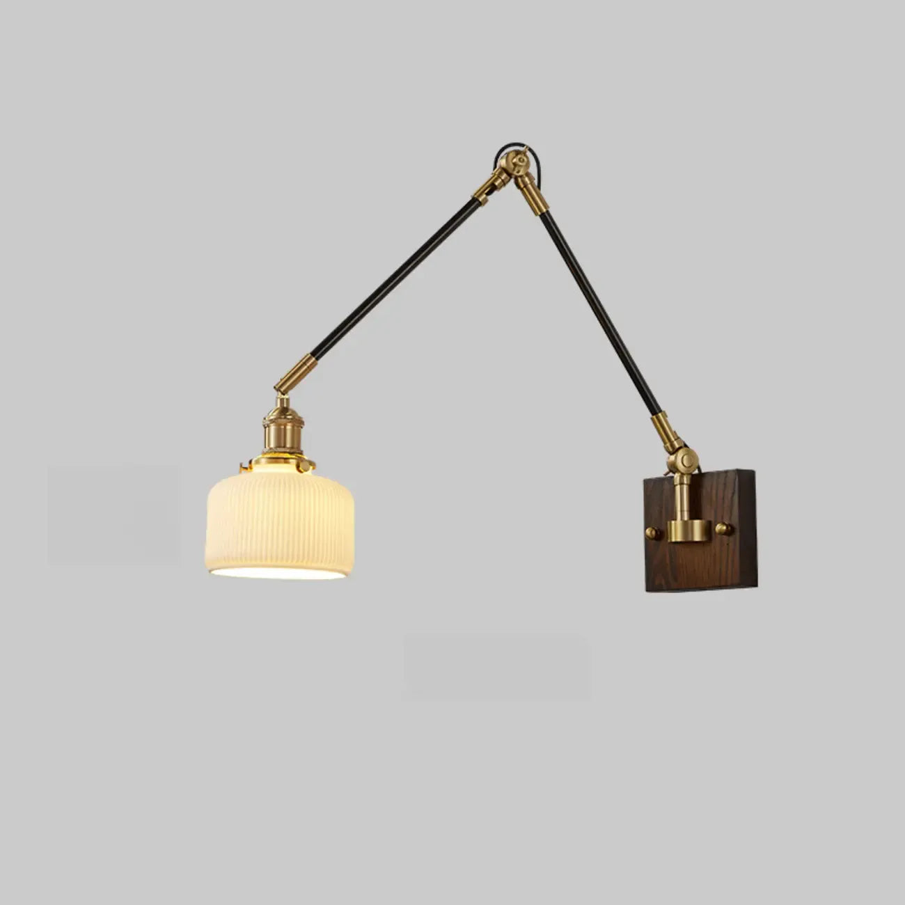 Industrial Amber Swing Arm LED Wall Sconce with Glass Shade
