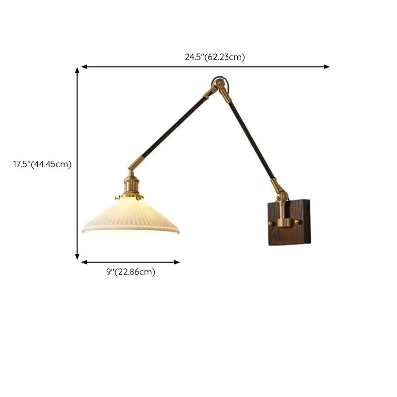 Industrial Amber Swing Arm LED Wall Sconce with Glass Shade
