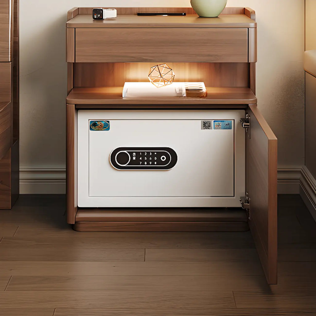 Multi-functional Nut-Brown Wood Lighting Smart Nightstand