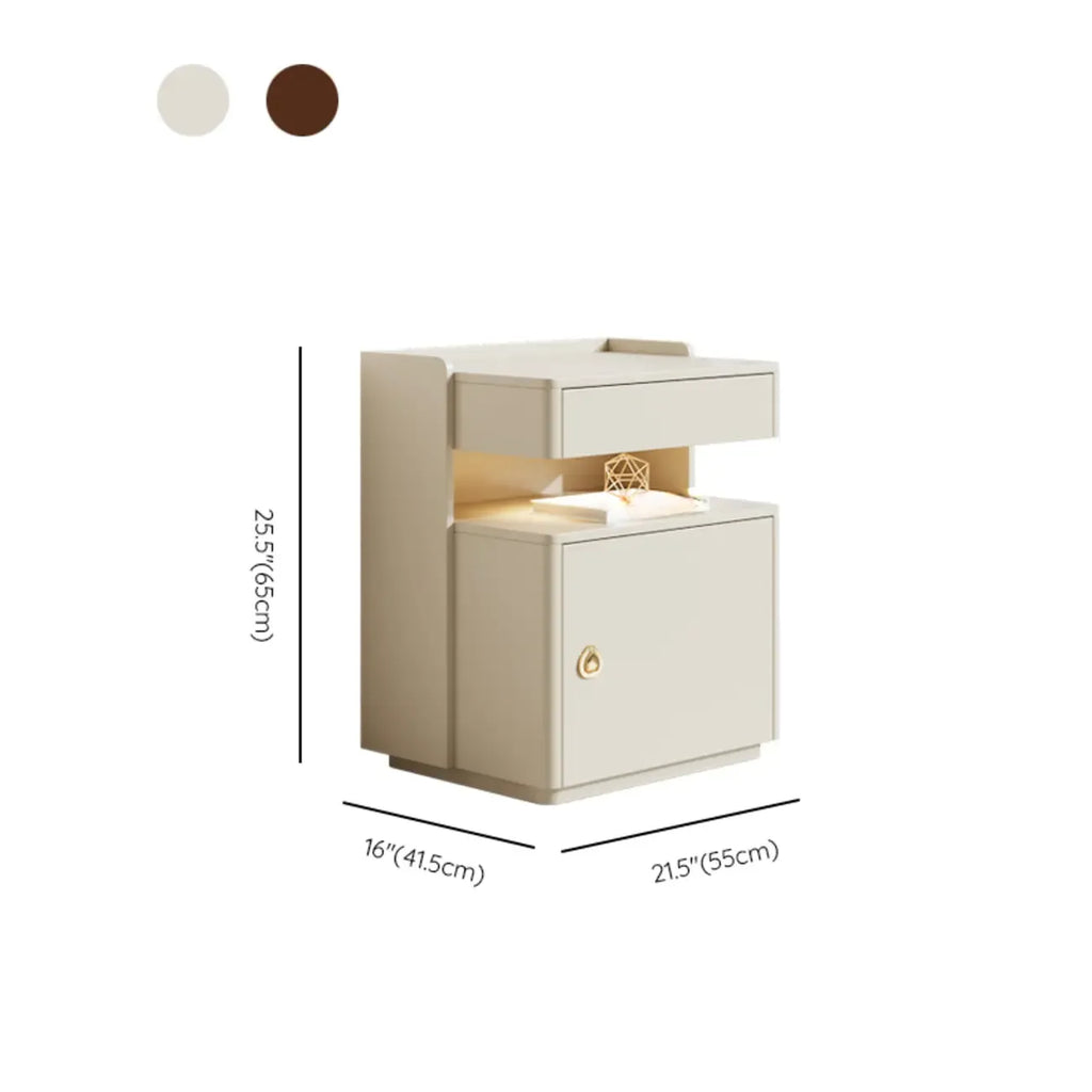 Multi-functional Nut-Brown Wood Lighting Smart Nightstand