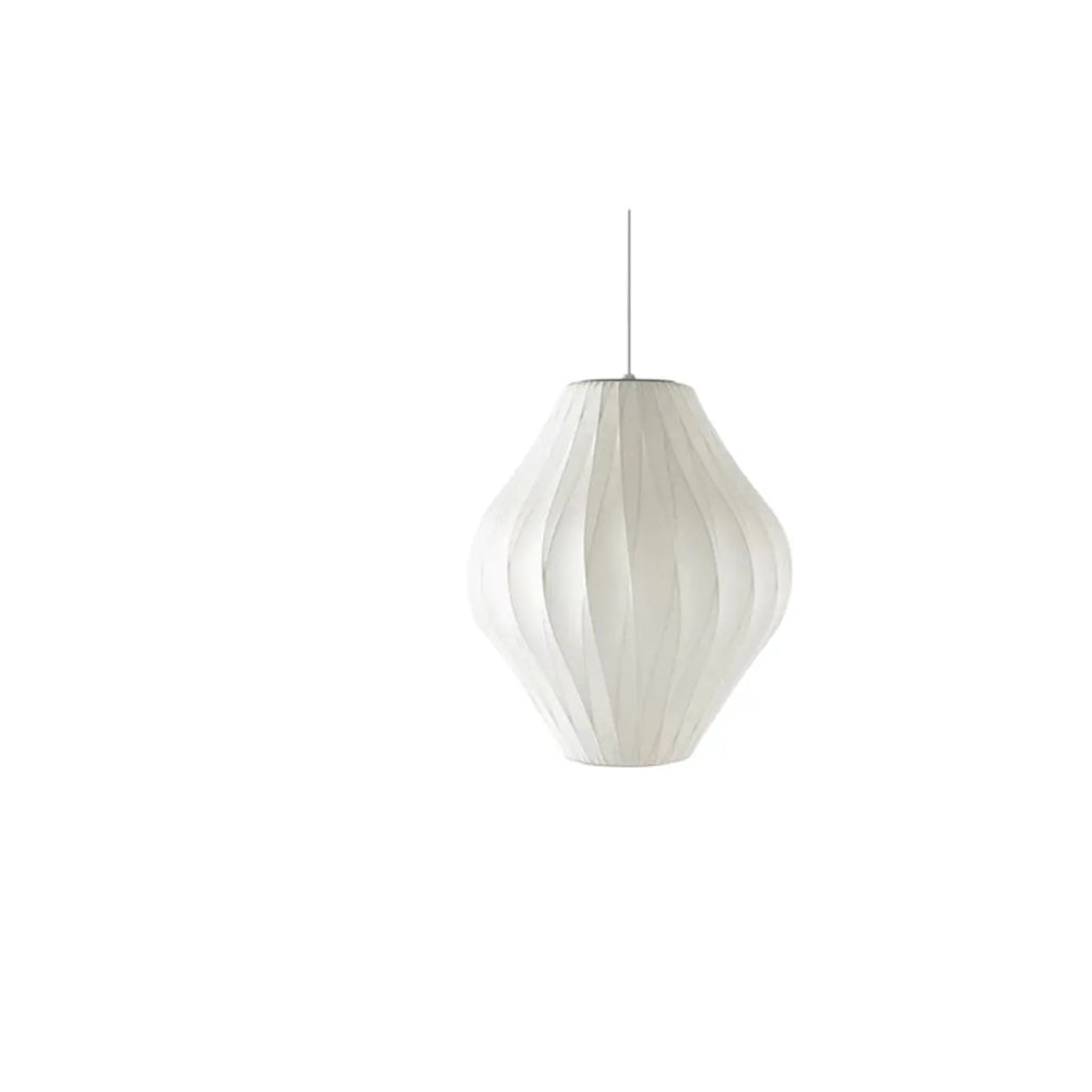 Geometric Silk Pendant Light for Bedside Adjustable Height