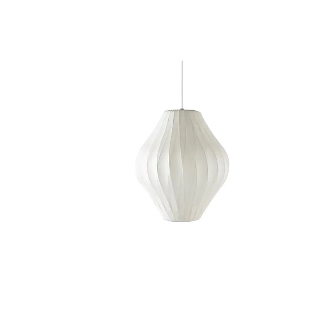 Geometric Silk Pendant Light for Bedside Adjustable Height