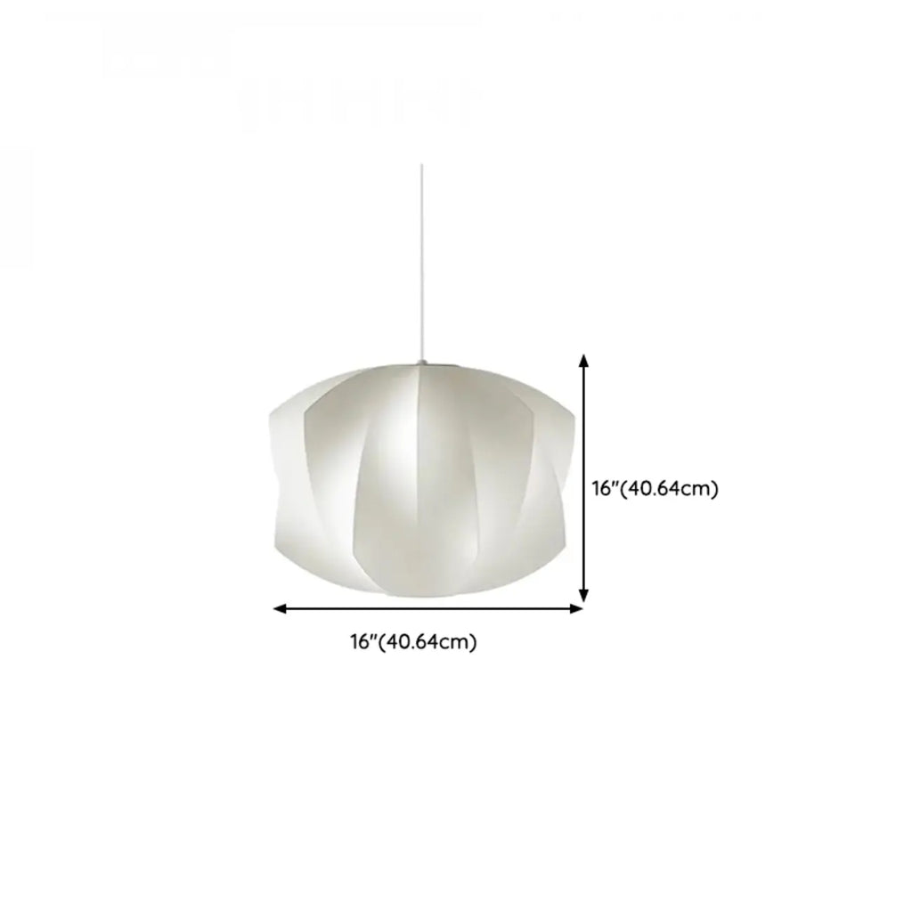 Geometric Silk Pendant Light for Bedside Adjustable Height