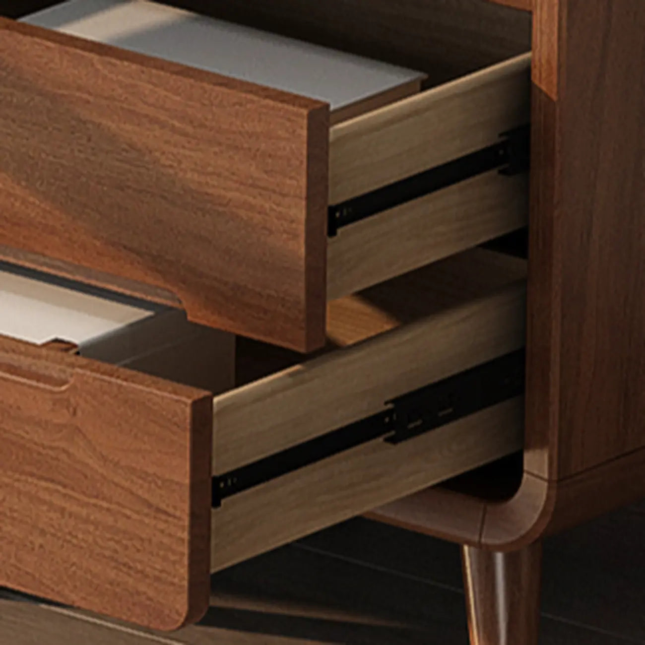 Scandinavian Wood TV Stand with Drawers and Cable Management