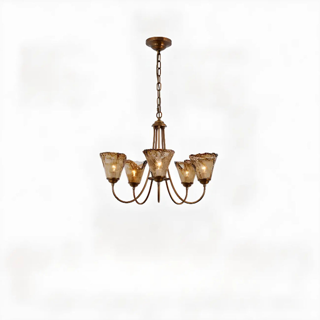 6 Lights Modern Amber Flower Glass Chandelier