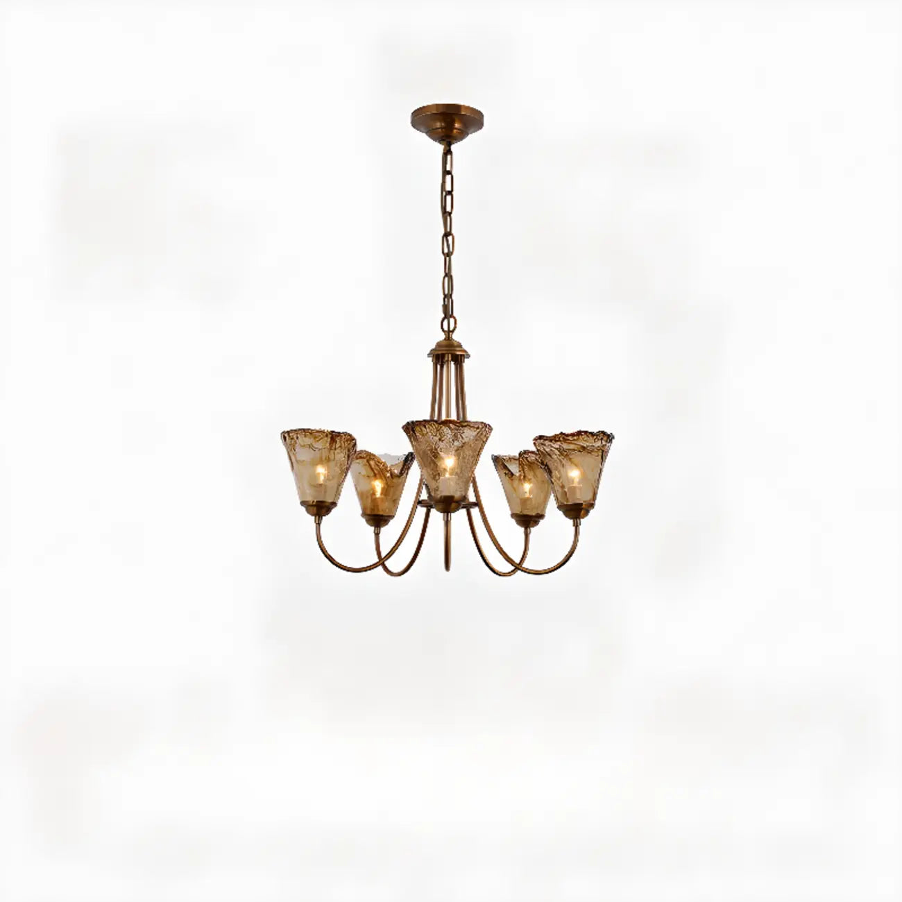 6 Lights Modern Amber Flower Glass Chandelier