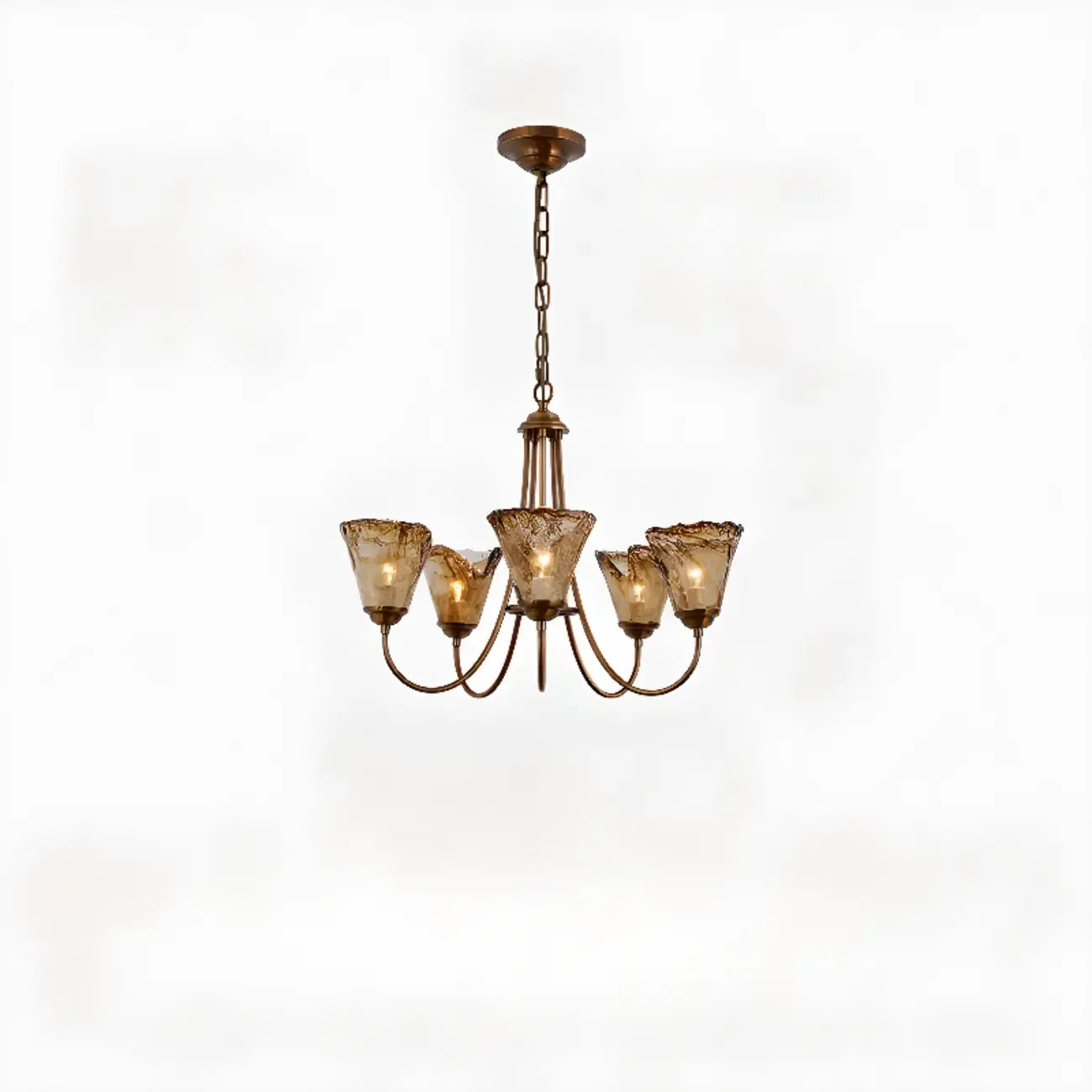 6 Lights Modern Amber Flower Glass Chandelier