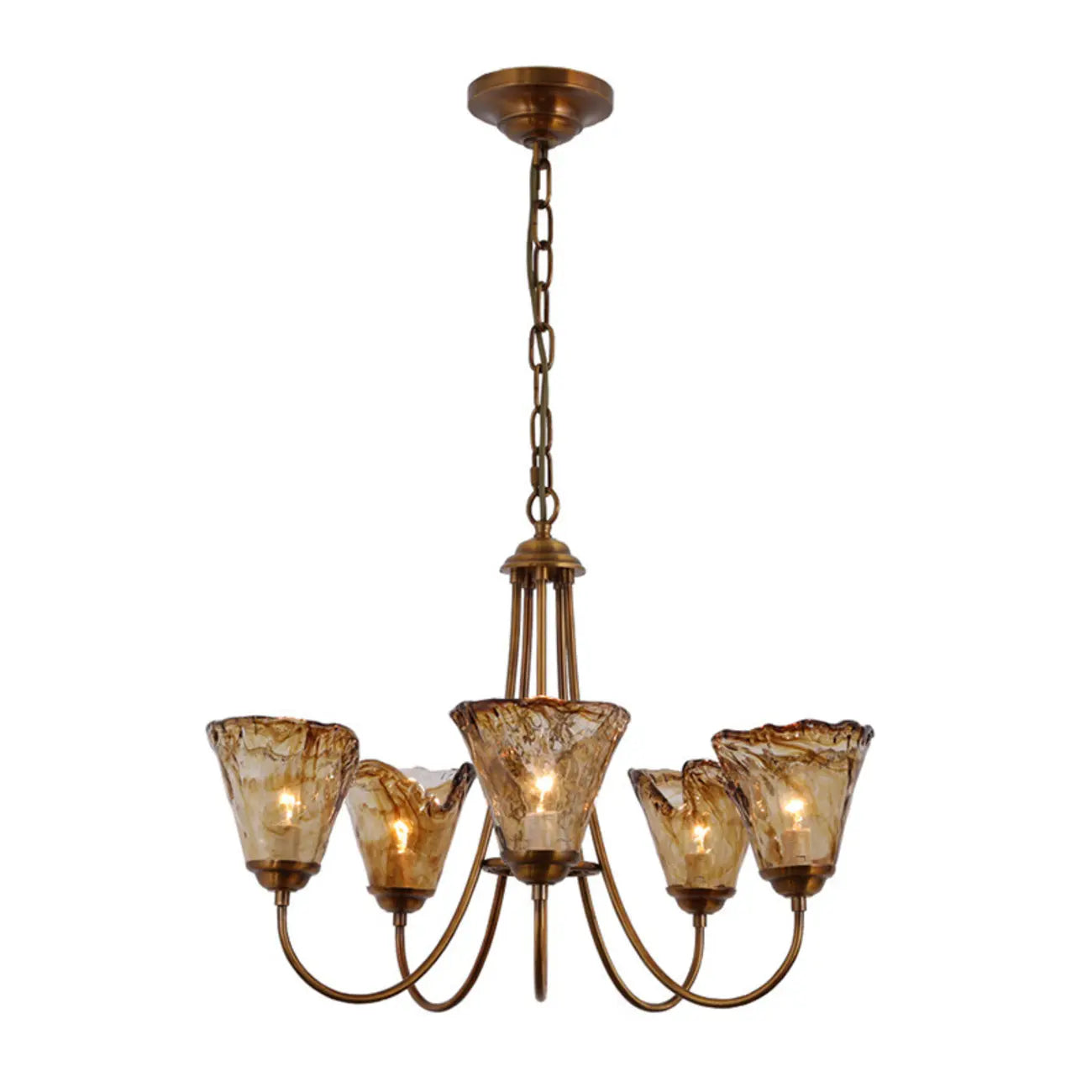6 Lights Modern Amber Flower Glass Chandelier