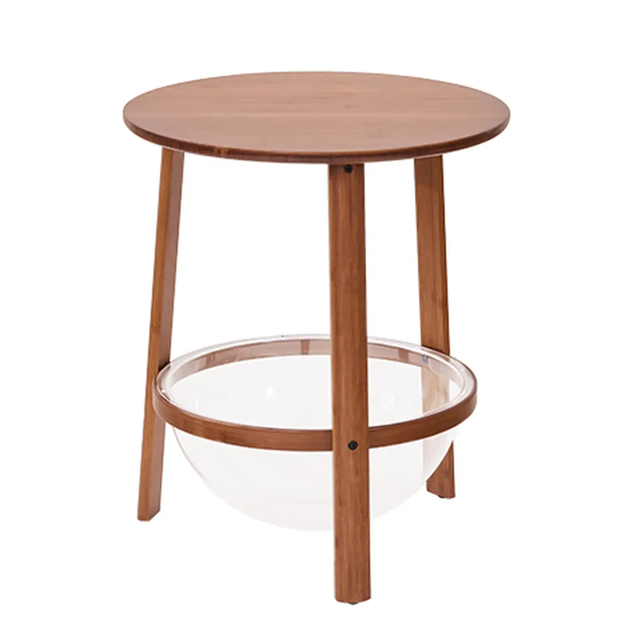 Walnut Round Wood Tripod Base Storage Ring End Table