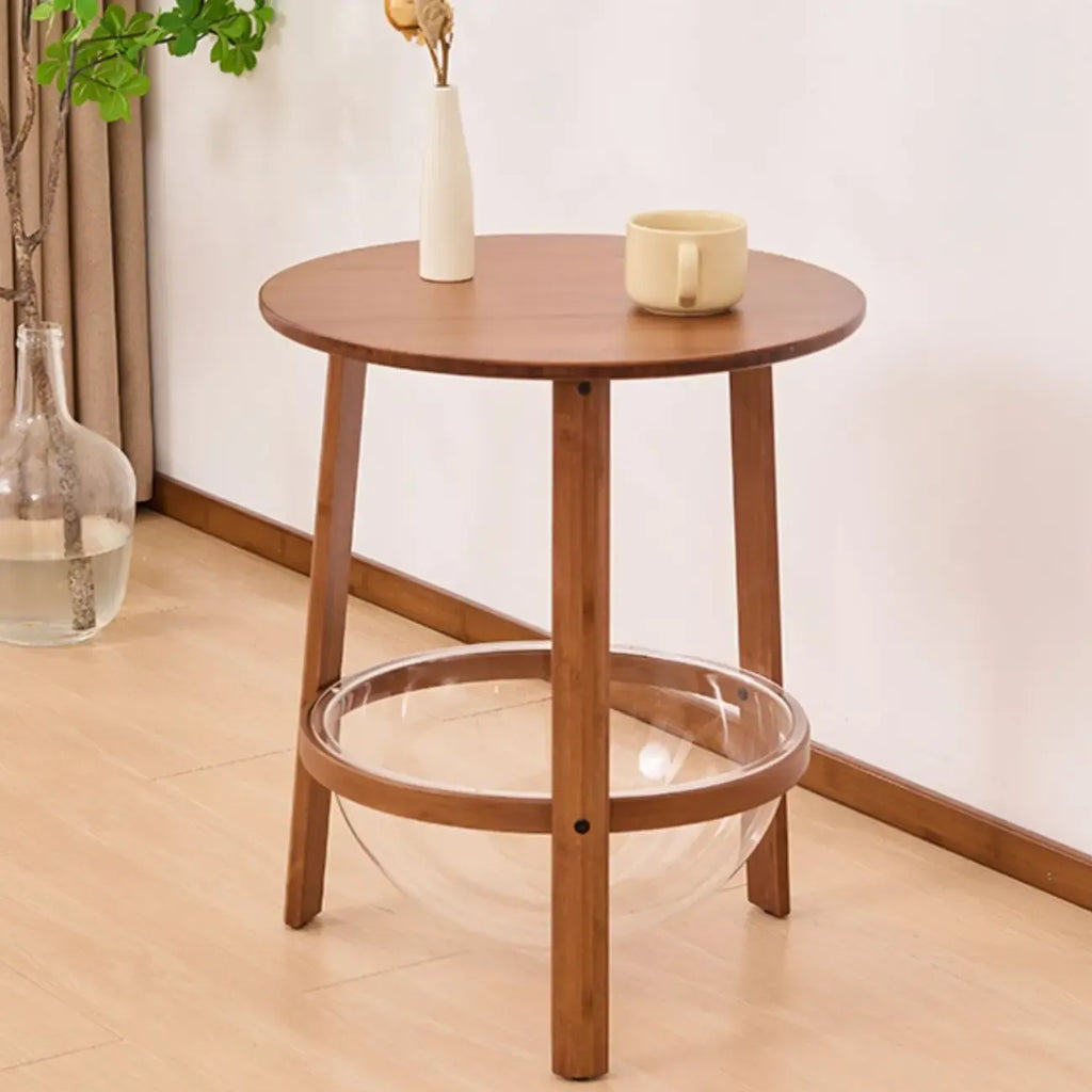 Walnut Round Wood Tripod Base Storage Ring End Table