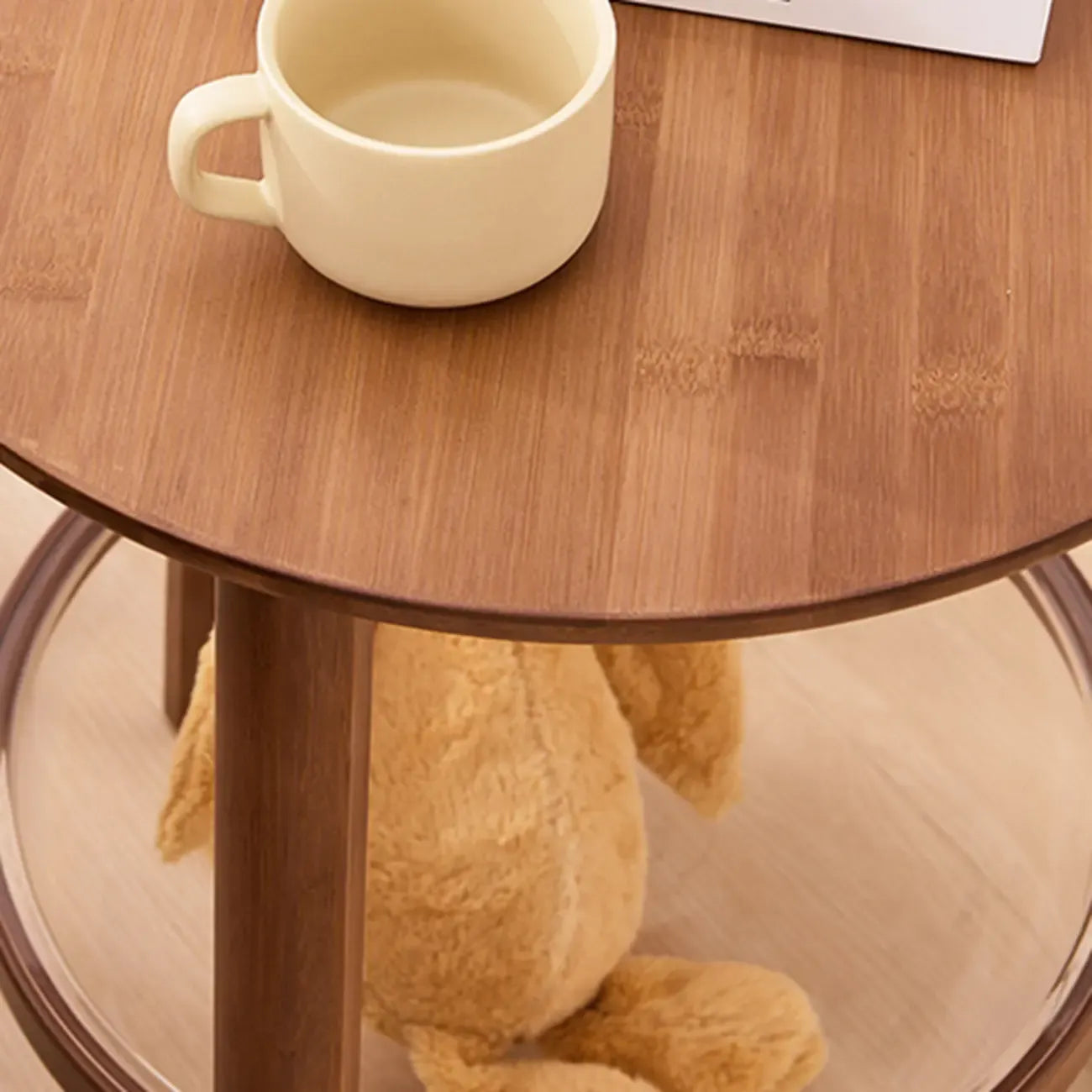 Walnut Round Wood Tripod Base Storage Ring End Table