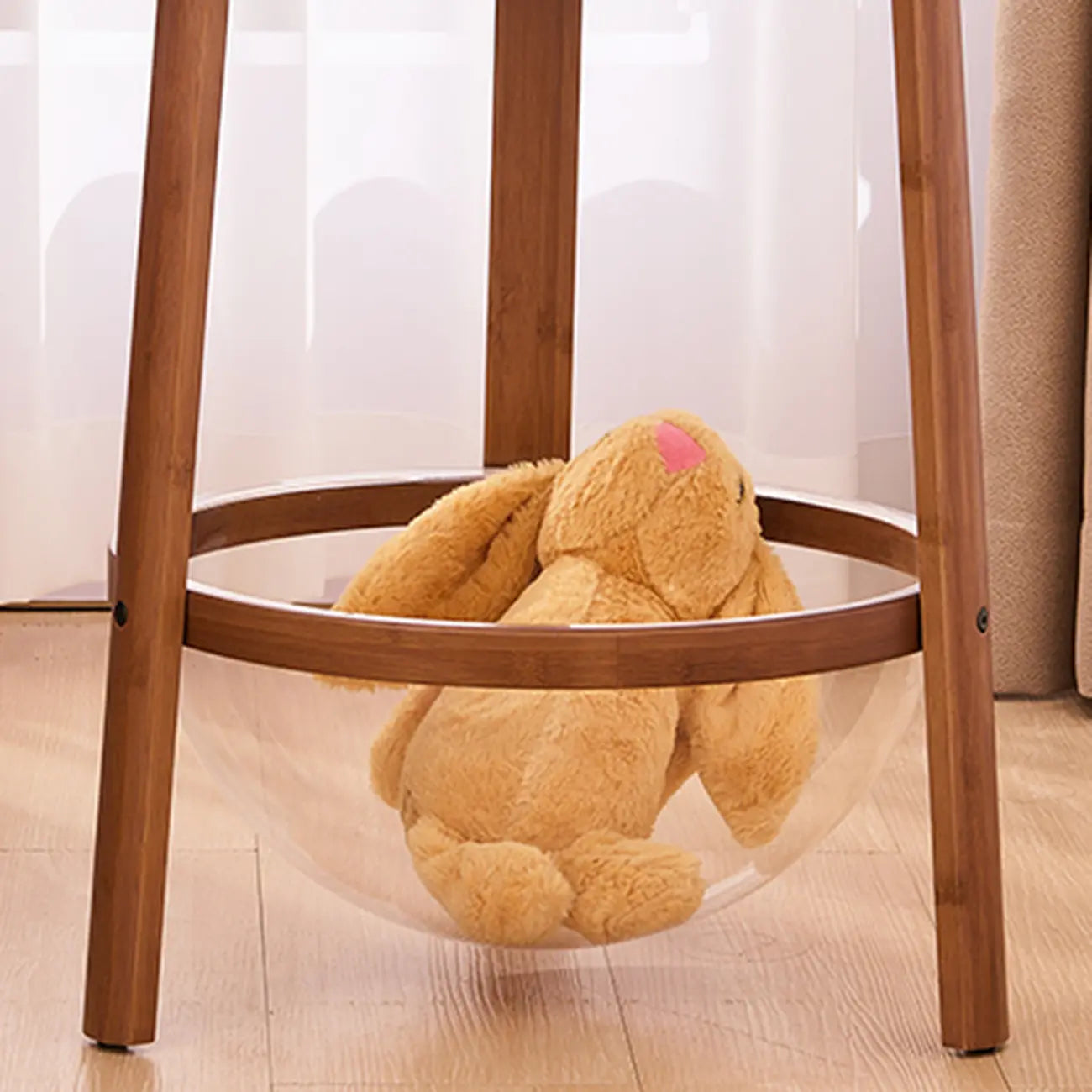 Walnut Round Wood Tripod Base Storage Ring End Table