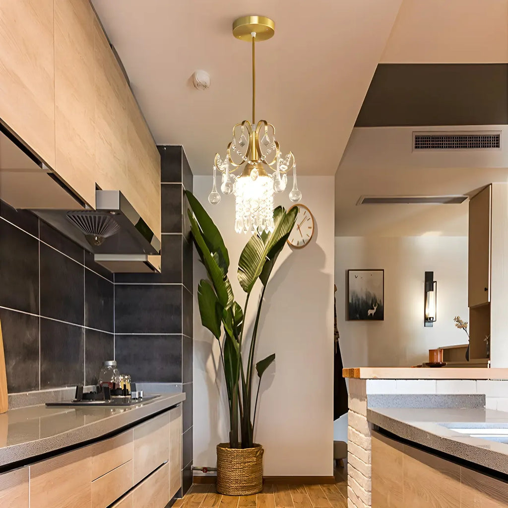 Luxury Gold Crystal Accent Pendant Light