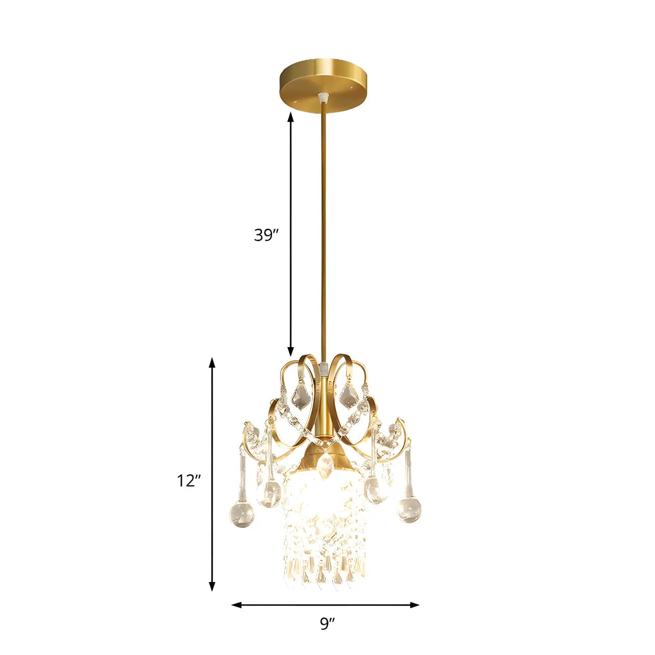 Luxury Gold Crystal Accent Pendant Light
