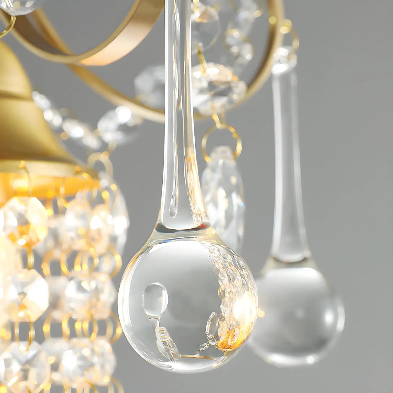 Luxury Gold Crystal Accent Pendant Light