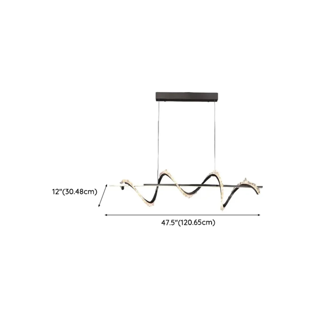 Swirl 2-Light Linear Crystal Black Pendant Light for Kitchen