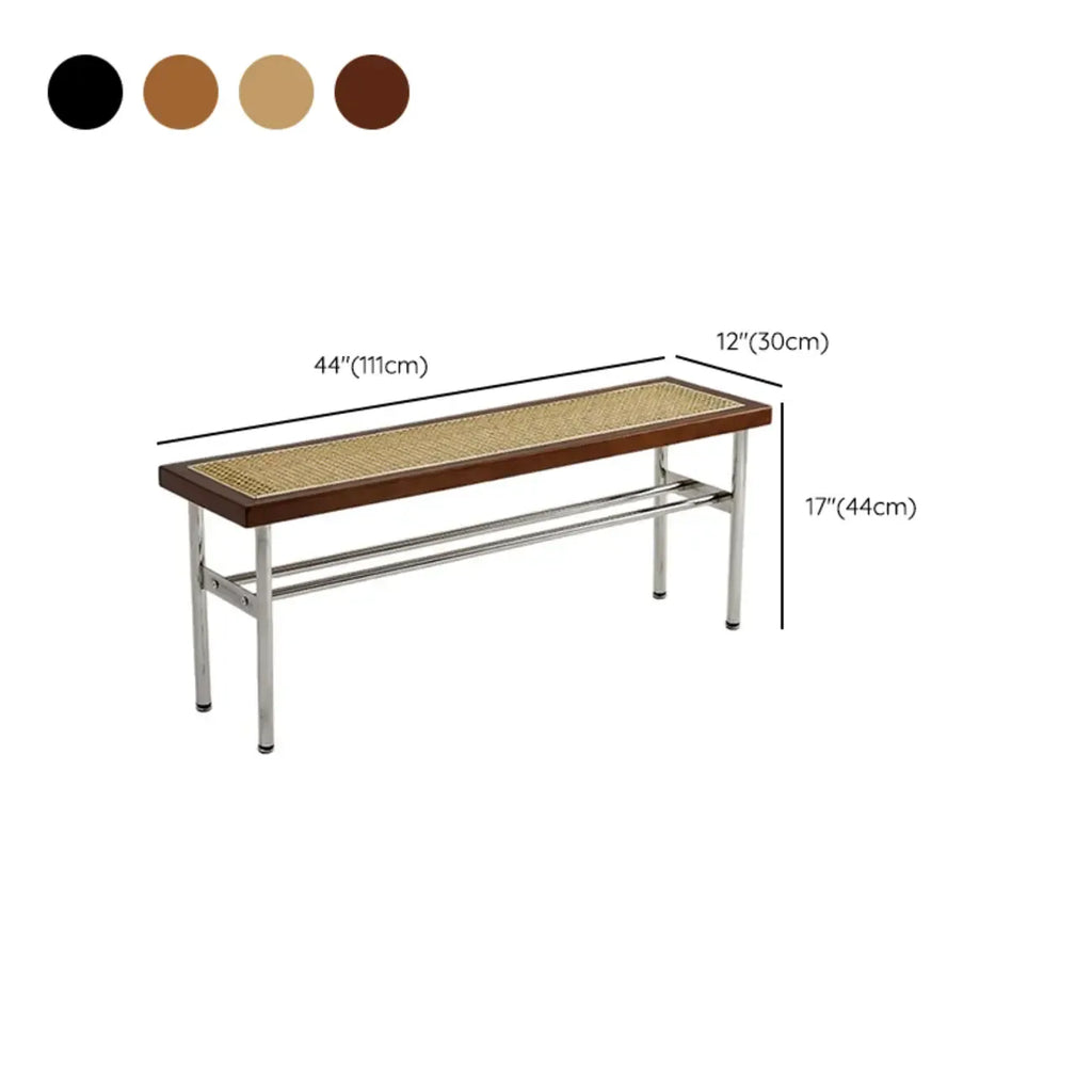 Retro Charming Rattan Metal Living Room Bench with Storage