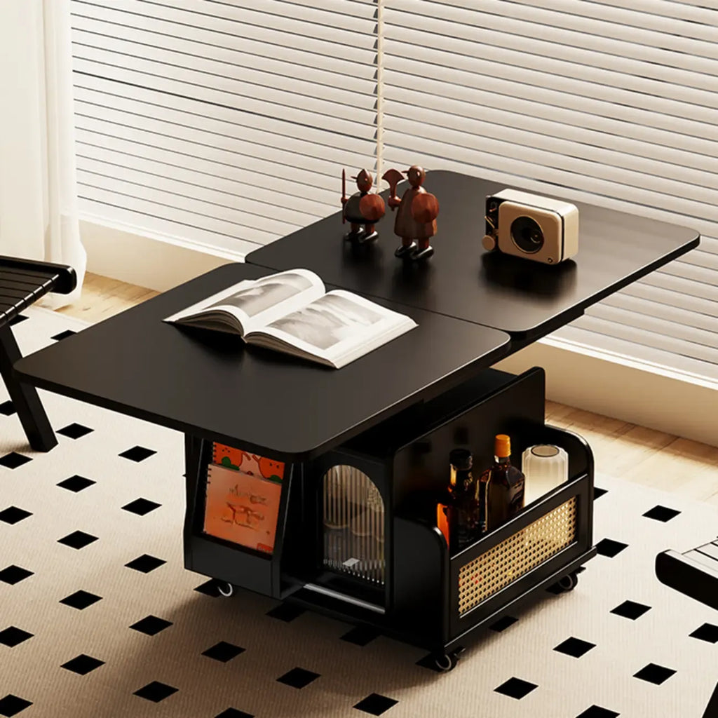 Square Extendable Wooden Wheeled Lift-Top Coffee Table