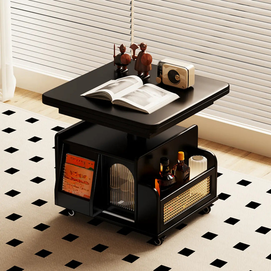 Square Extendable Wooden Wheeled Lift-Top Coffee Table