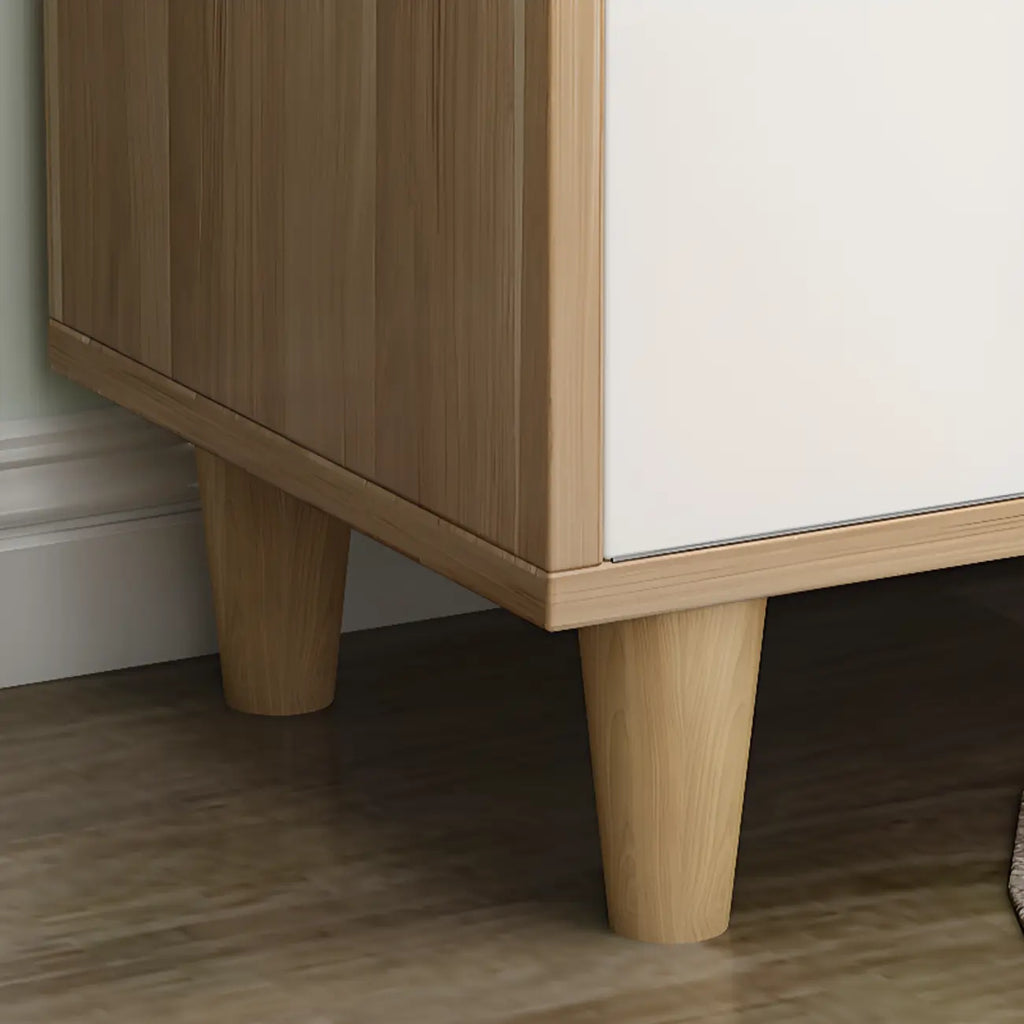 Freestanding Spacious Sliding Door 6-Tier Wood Shoe Cabinet