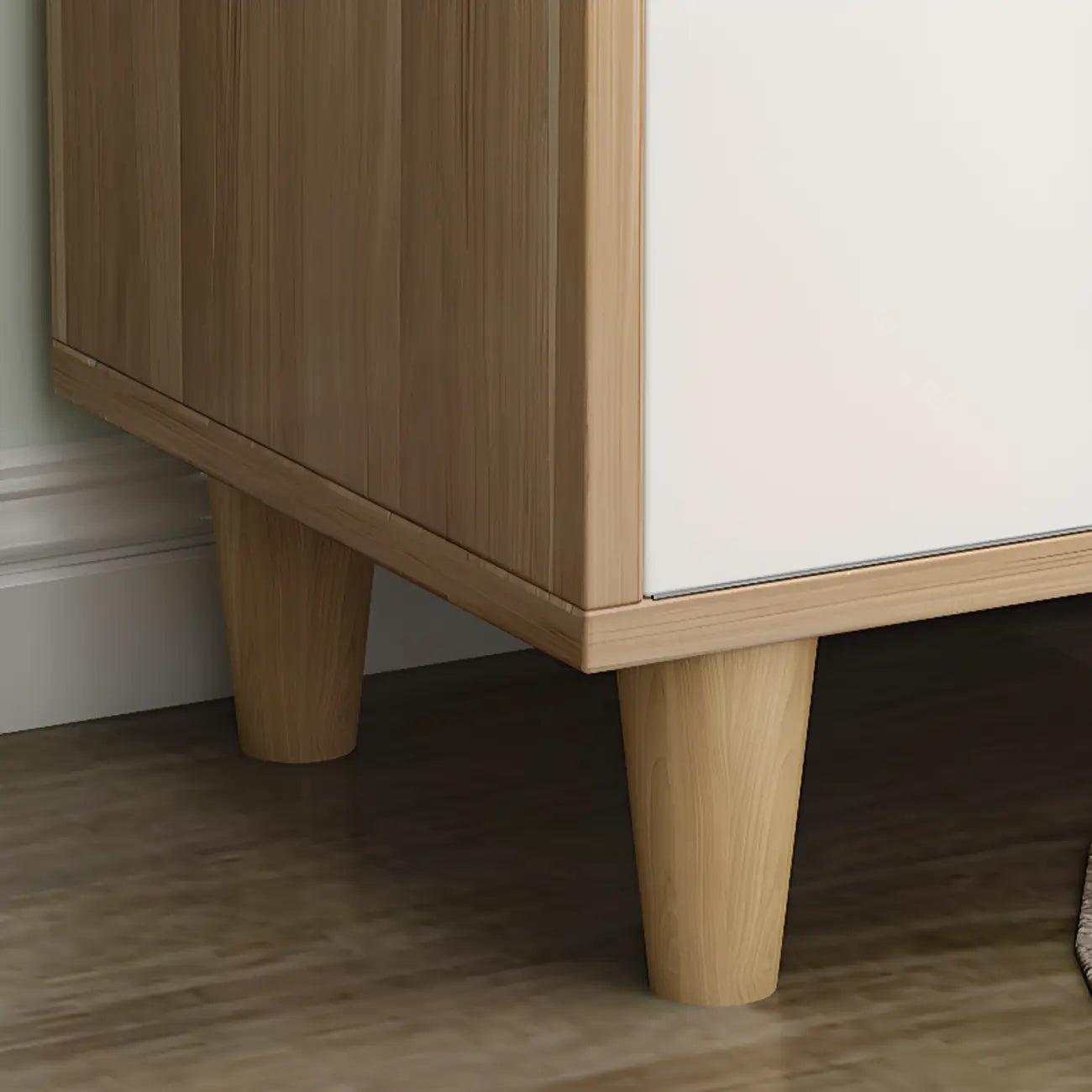 Freestanding Spacious Sliding Door 6-Tier Wood Shoe Cabinet