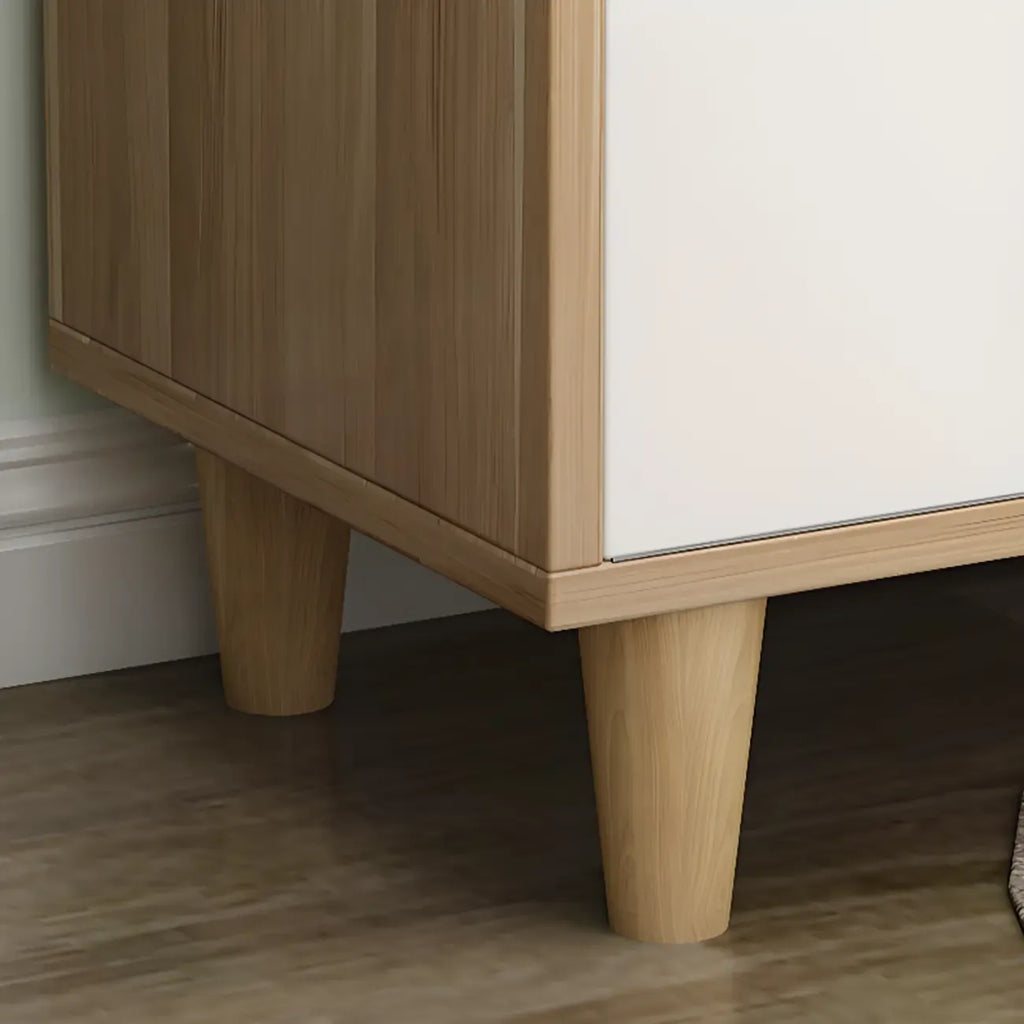 Freestanding Spacious Sliding Door 6-Tier Wood Shoe Cabinet