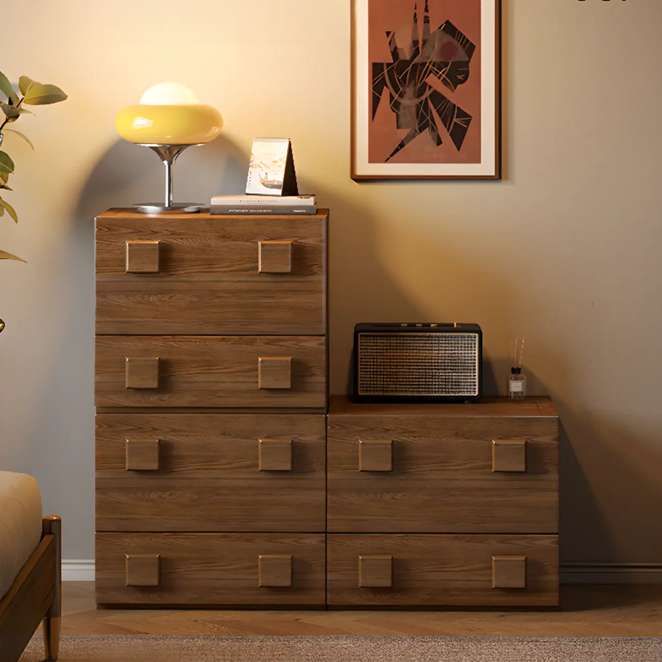 Drop-down Wood Chest Of Drawers Cabinet
