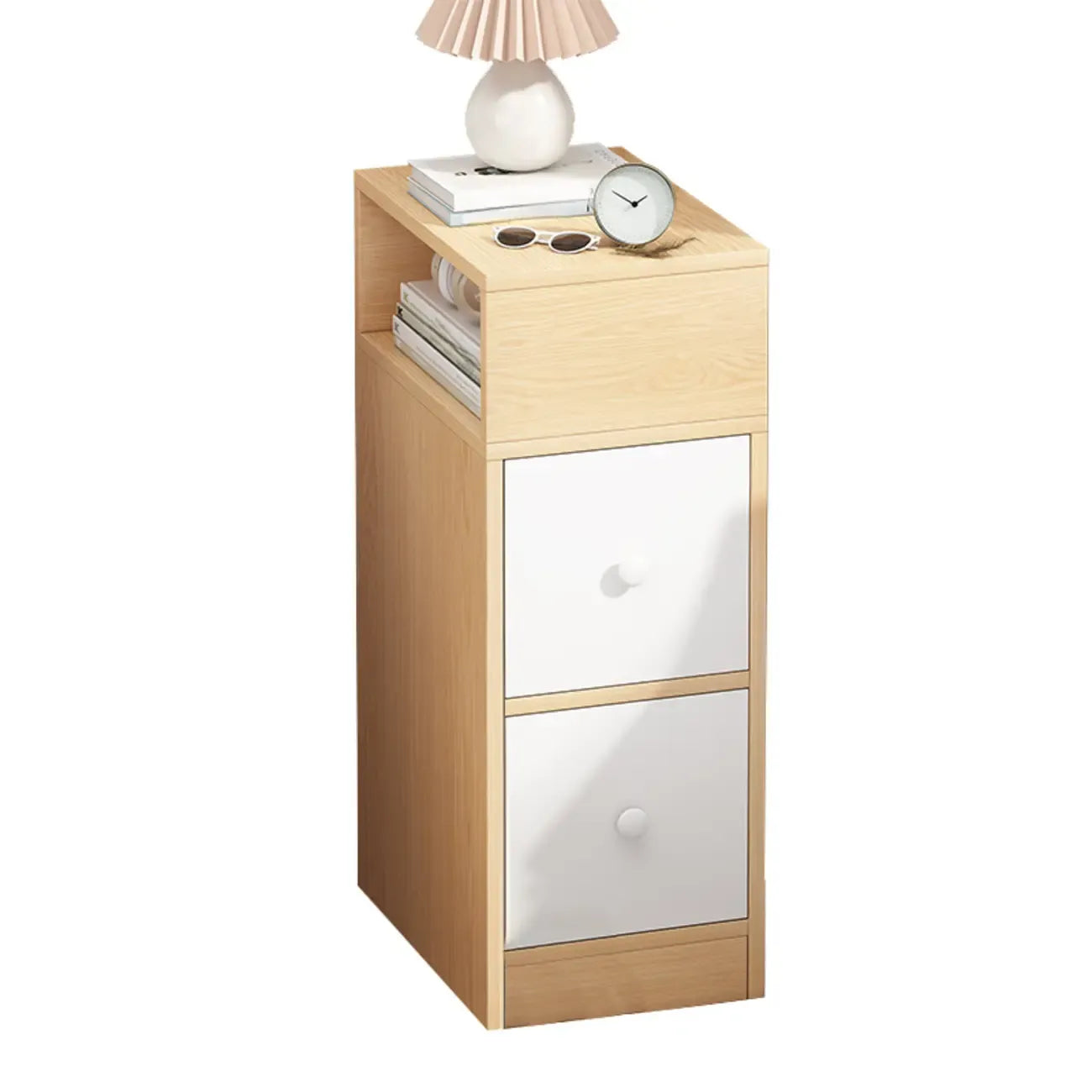 Natural Finish Casual Engineered Wood 3 Drawer Nightstand