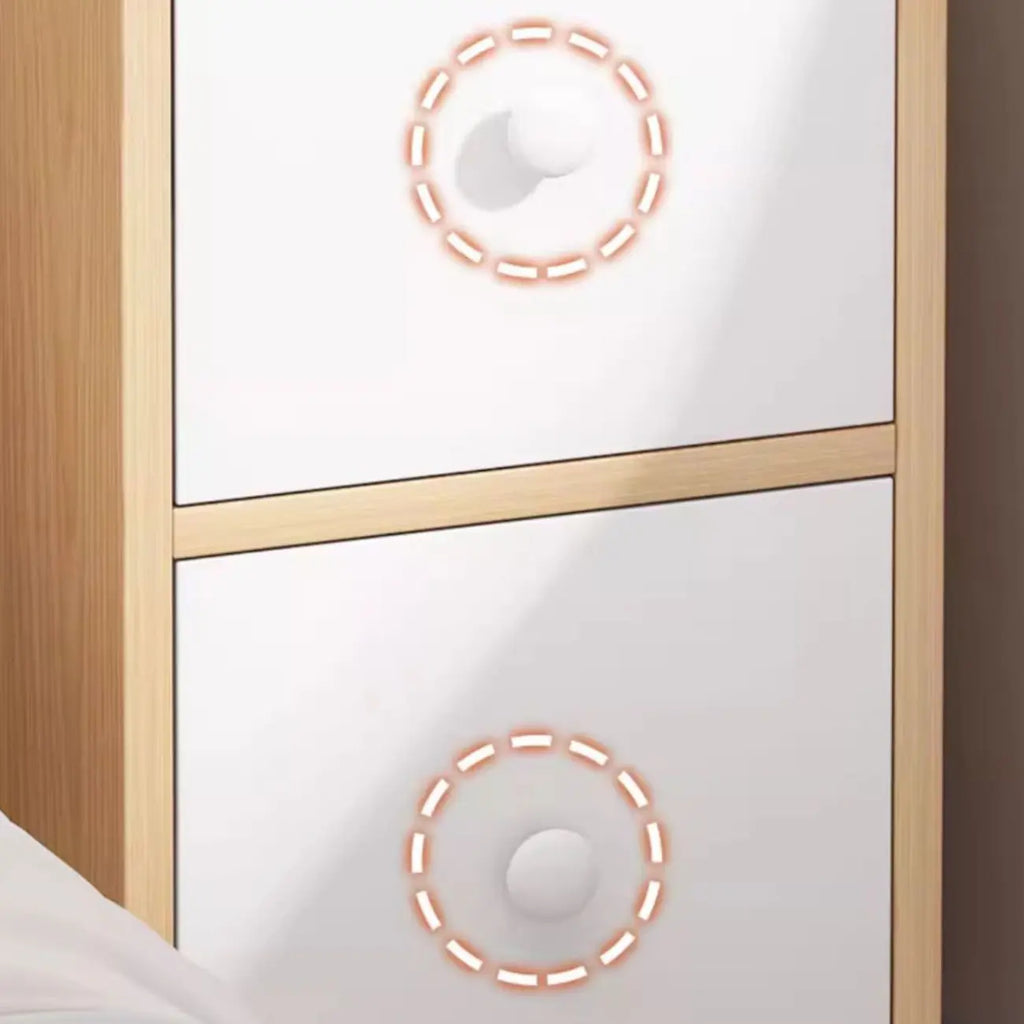 Natural Finish Casual Engineered Wood 3 Drawer Nightstand