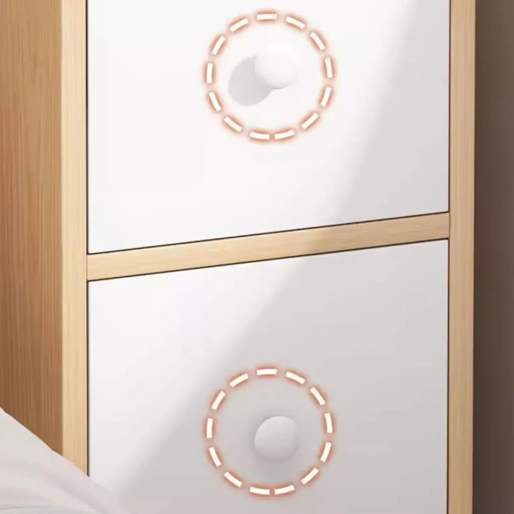 Natural Finish Casual Engineered Wood 3 Drawer Nightstand