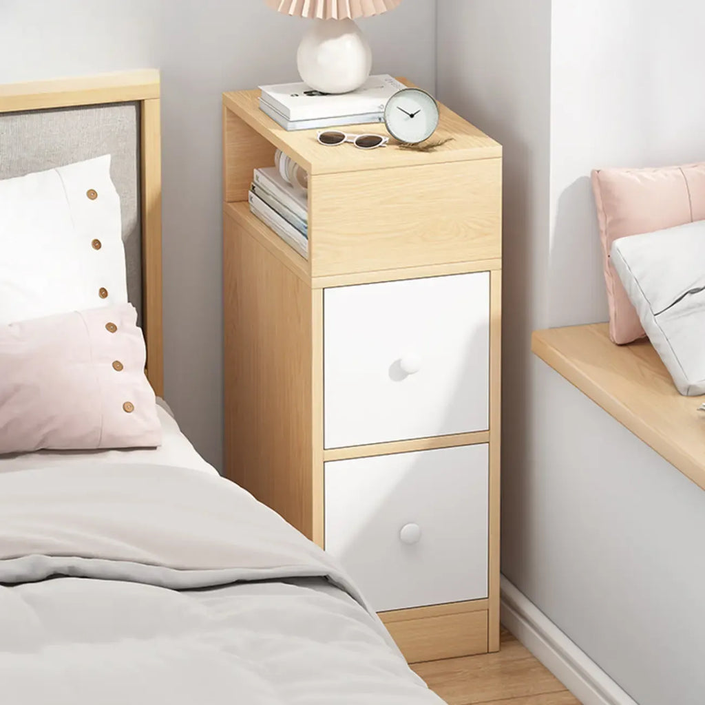 Natural Finish Casual Engineered Wood 3 Drawer Nightstand