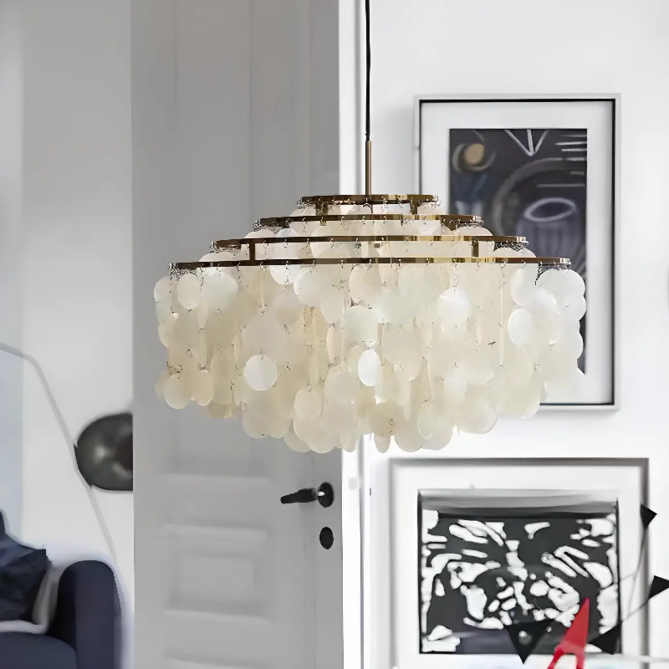 Retro Metal Coppery Tiered Shell Wind Chimes Chandelier