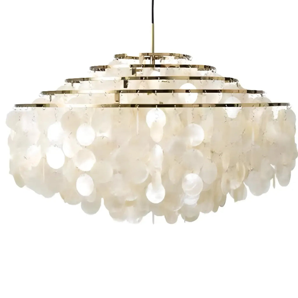 Retro Metal Coppery Tiered Shell Wind Chimes Chandelier