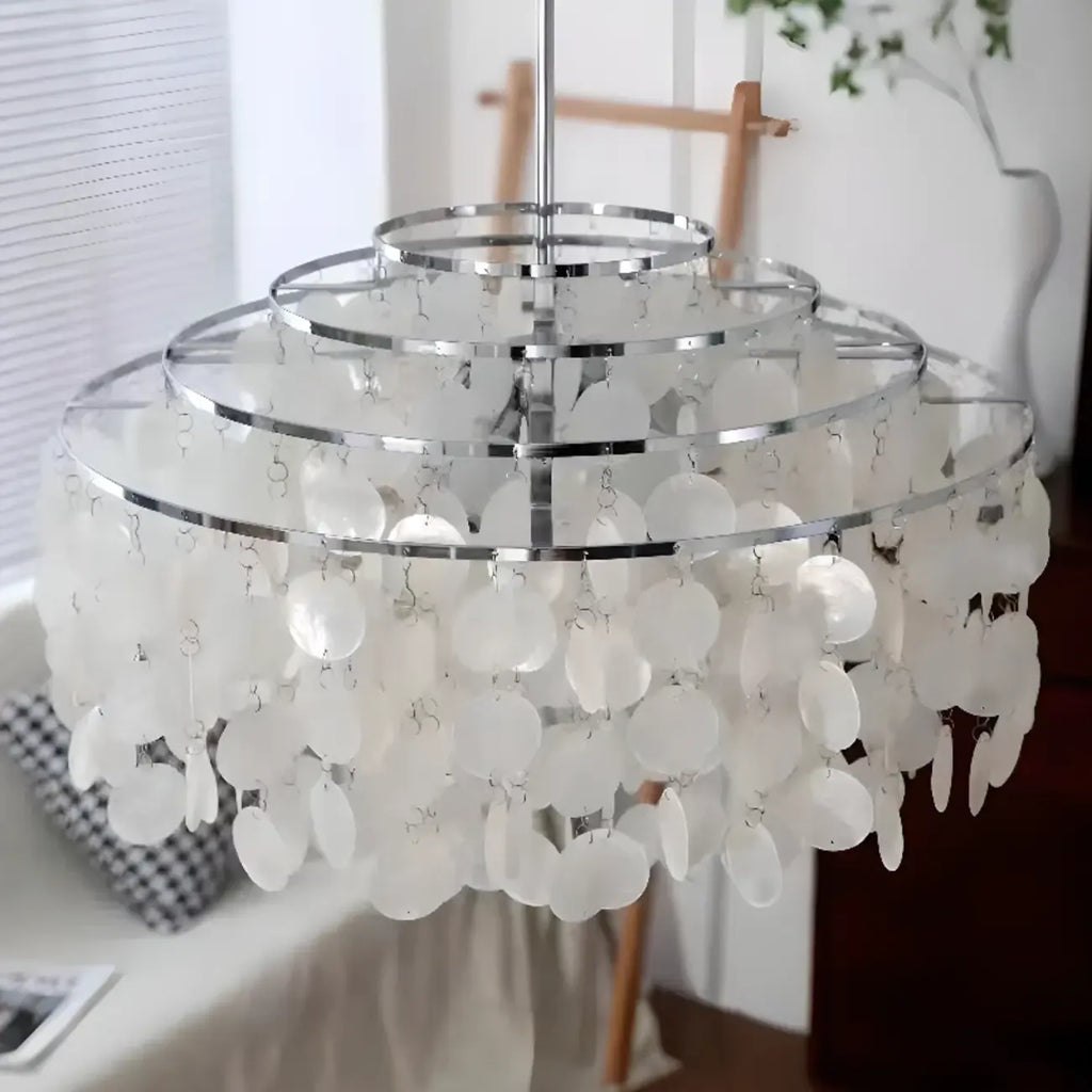 Retro Metal Coppery Tiered Shell Wind Chimes Chandelier